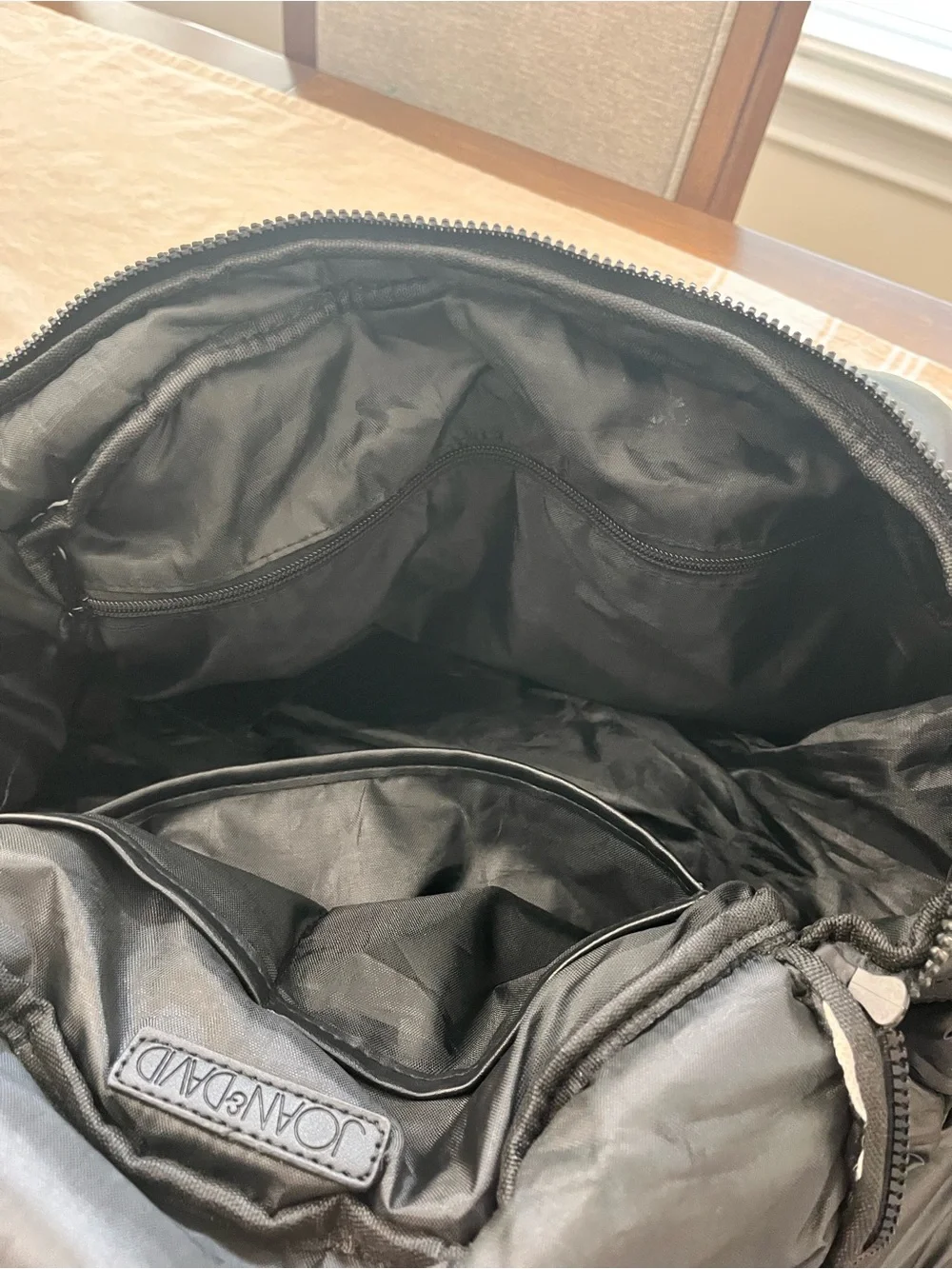 Joan & David Black Quilted Weekender Gym Duffel Bag Pockets Strap